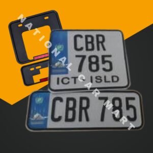 White Islamabad New Design Bike Upper Side Embossed Premium Quality Number Plates With Frame